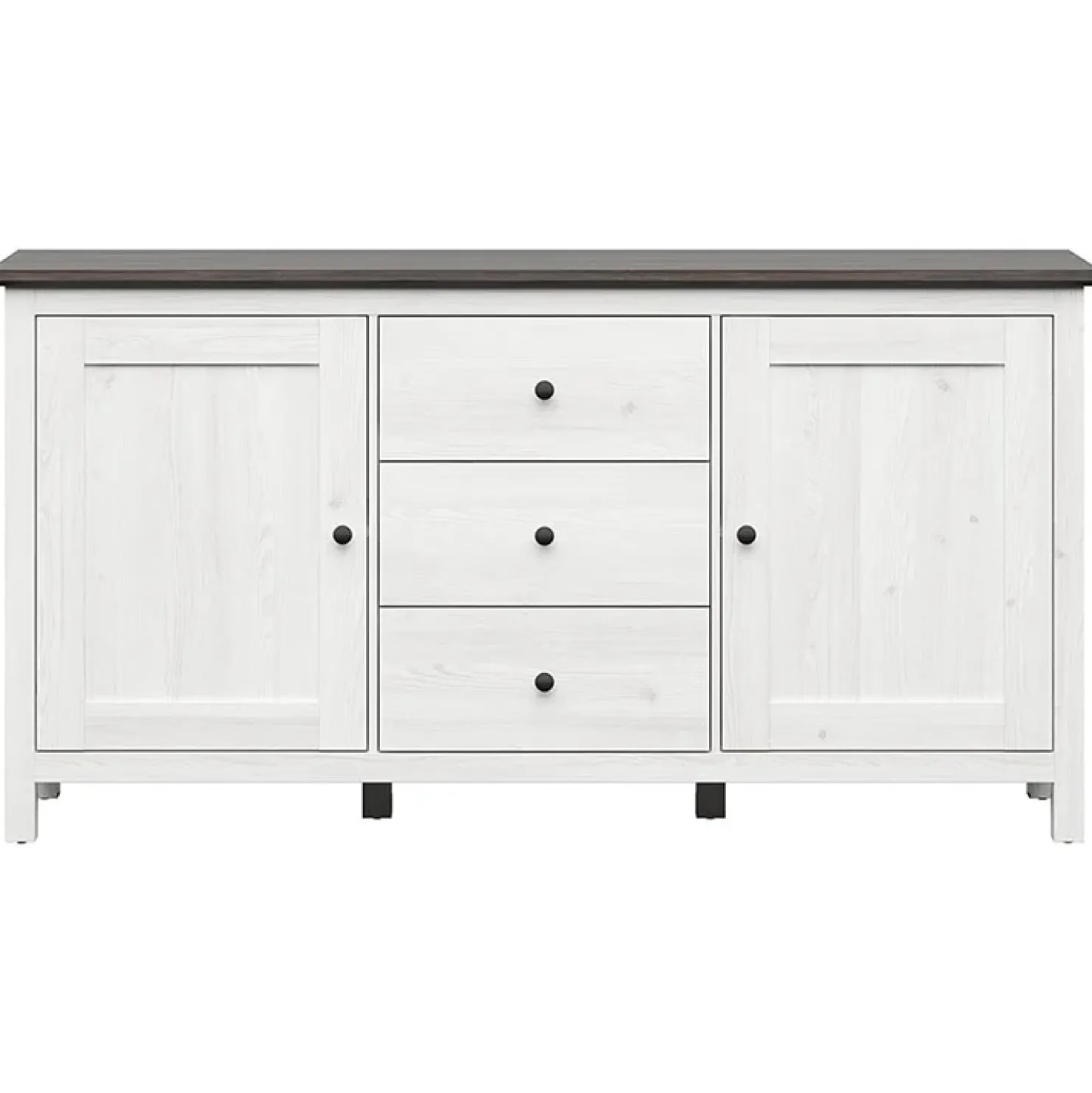Garnero Arredamenti Credenza 186x96h cm 2 ante 3 cassetti arte povera pino bianco frassinato grafite Holga Bianco Frassinato - Grafite Sale