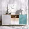 Garnero Arredamenti Credenza 155x75h cm 2 ante 2 cassetti rovere grigio bianco petrolio Dominic New
