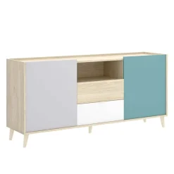 Garnero Arredamenti Credenza 155x75h cm 2 ante 2 cassetti rovere grigio bianco petrolio Dominic New