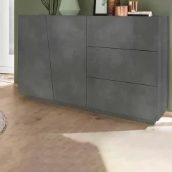 Garnero Arredamenti Credenza 140x86h cm 2 ante 3 cassetti grigio Candia 140 Gihome® Ossido Sale