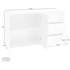 Garnero Arredamenti Credenza 140x86h cm 2 ante 3 cassetti grigio Candia 140 Gihome® Ossido Sale