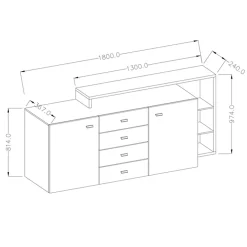Garnero Arredamenti Credenza 180x97h cm 2 ante 4 cassetti moderna rovere antracite Megan Gihome® Rovere - Antracite Online