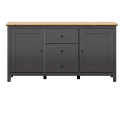 Garnero Arredamenti Credenza 186x96h cm 2 ante 3 cassetti nero grafite rovere chiaro Holga Grafite - Rovere Discount