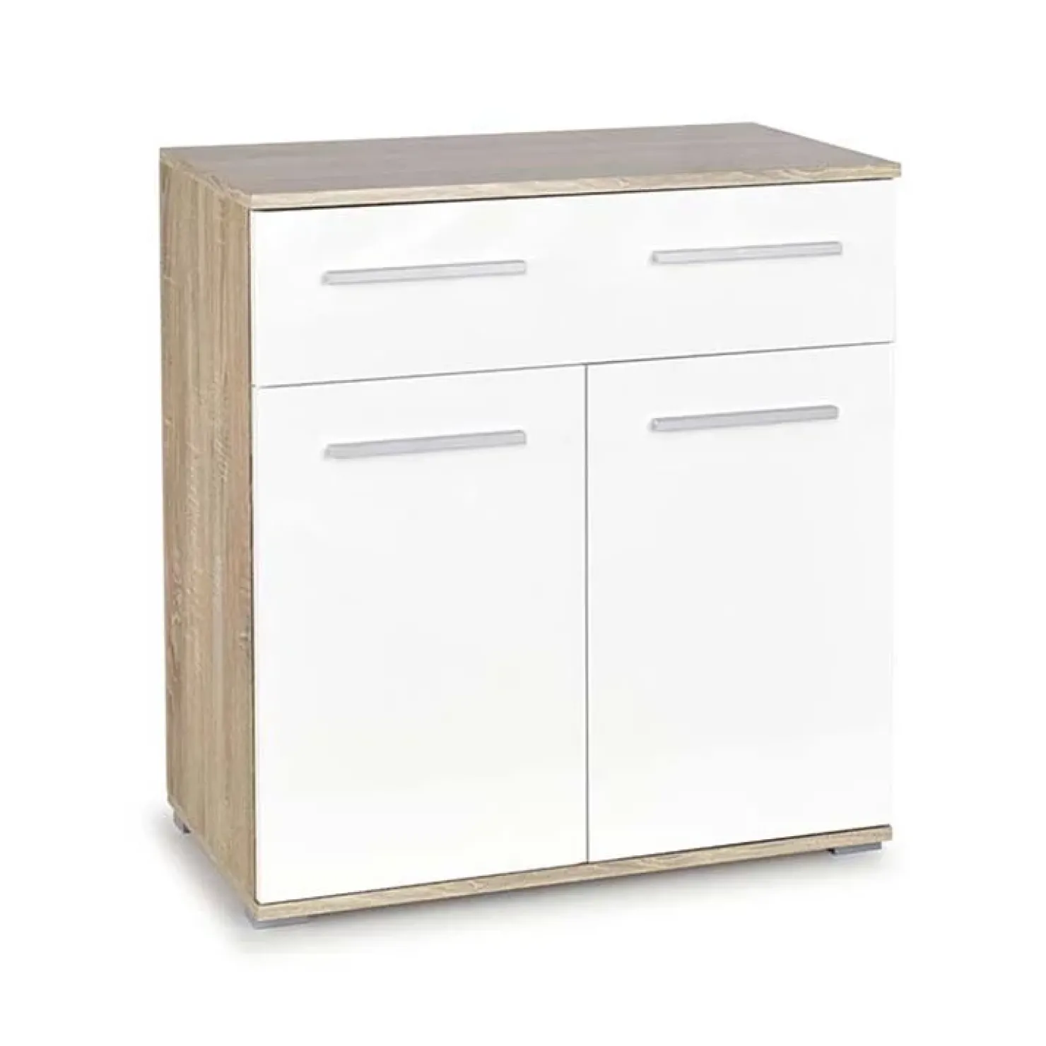 Garnero Arredamenti Credenza 77x82h cm 2 ante 1 cassetto moderna rovere bianco Viki Discount