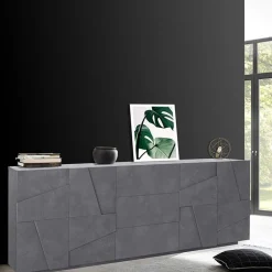 Garnero Arredamenti Credenza 224x86h cm 4 ante 3 cassetti moderna Zenzero Gihome® Ossido Best