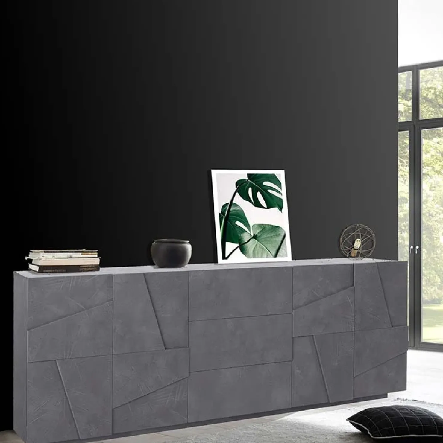 Garnero Arredamenti Credenza 224x86h cm 4 ante 3 cassetti moderna Zenzero Gihome® Ossido Best