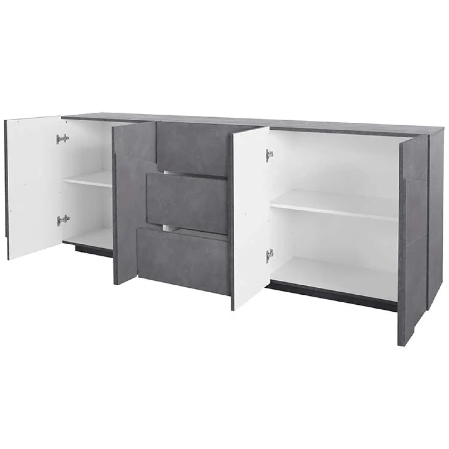 Garnero Arredamenti Credenza 224x86h cm 4 ante 3 cassetti moderna Zenzero Gihome® Ossido Best