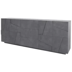 Garnero Arredamenti Credenza 224x86h cm 4 ante 3 cassetti moderna Zenzero Gihome® Ossido Best