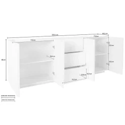 Garnero Arredamenti Credenza 224x86h cm 4 ante 3 cassetti moderna Zenzero Gihome® Ossido Best