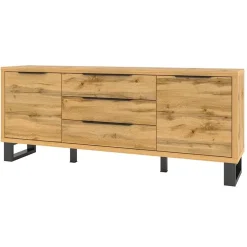 Garnero Arredamenti Credenza 201x83h cm 2 ante 3 cassetti moderna quercia metallo nero Petra Online
