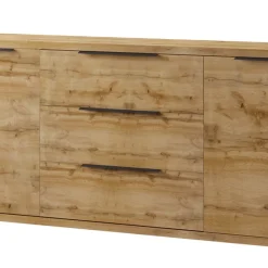 Garnero Arredamenti Credenza 201x83h cm 2 ante 3 cassetti  moderna quercia metallo nero Petra Online
