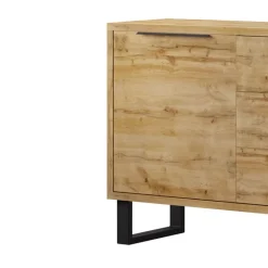 Garnero Arredamenti Credenza 201x83h cm 2 ante 3 cassetti  moderna quercia metallo nero Petra Online