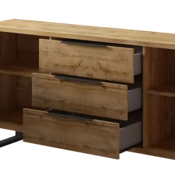 Garnero Arredamenti Credenza 201x83h cm 2 ante 3 cassetti  moderna quercia metallo nero Petra Online