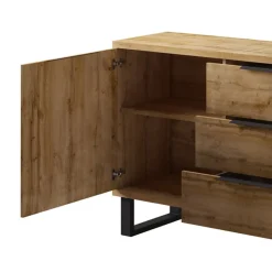 Garnero Arredamenti Credenza 201x83h cm 2 ante 3 cassetti  moderna quercia metallo nero Petra Online