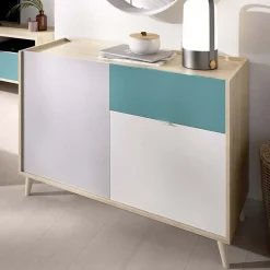 Garnero Arredamenti Credenza 105x75h cm 2 ante 1 cassetto rovere grigio bianco petrolio Dominic Clearance