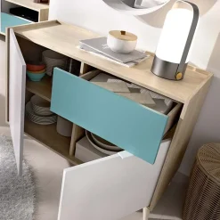 Garnero Arredamenti Credenza 105x75h cm 2 ante 1 cassetto rovere grigio bianco petrolio Dominic Clearance