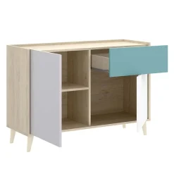 Garnero Arredamenti Credenza 105x75h cm 2 ante 1 cassetto rovere grigio bianco petrolio Dominic Clearance