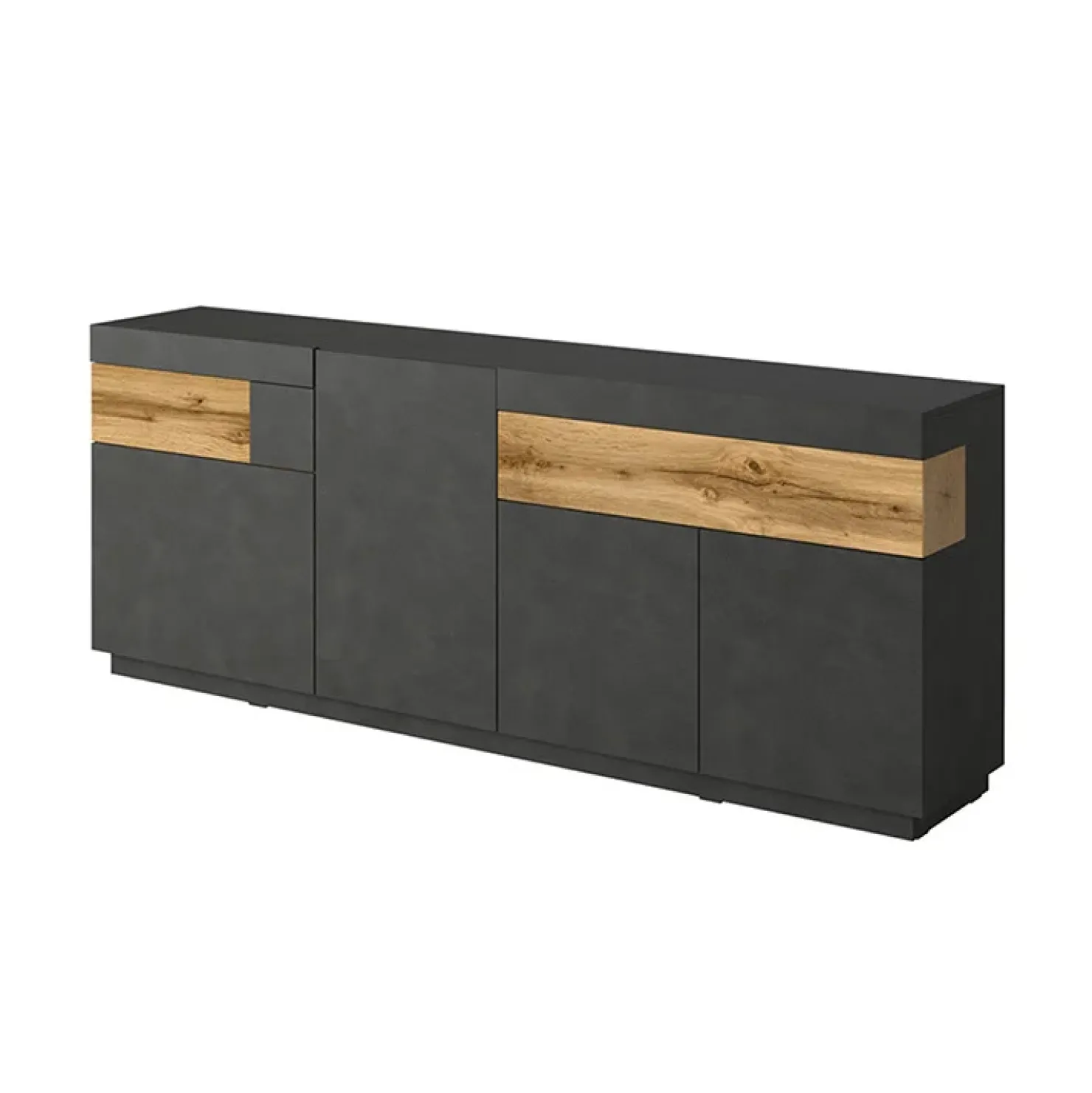 Garnero Arredamenti Credenza 219x85h cm 4 ante 2 cassetti moderna antracite rovere Bahama Antracite - Rovere Rustico Clearance