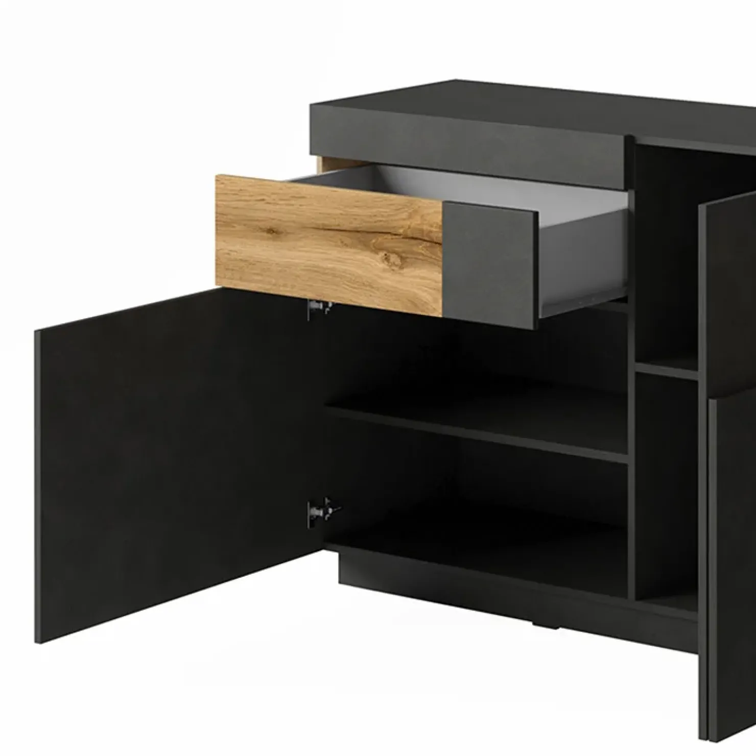 Garnero Arredamenti Credenza 219x85h cm 4 ante 2 cassetti moderna antracite rovere Bahama Antracite - Rovere Rustico Clearance