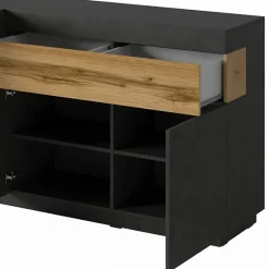 Garnero Arredamenti Credenza 219x85h cm 4 ante 2 cassetti moderna antracite rovere Bahama Antracite - Rovere Rustico Clearance