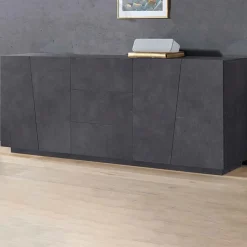 Garnero Arredamenti Credenza 220x86h cm 4 ante 3 cassetti moderna Candia Gihome® Ossido Hot