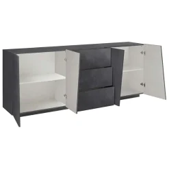 Garnero Arredamenti Credenza 220x86h cm 4 ante 3 cassetti moderna Candia Gihome® Ossido Hot