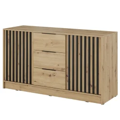 Garnero Arredamenti Credenza 155x86h cm 2 ante 3 cassetti soggiorno quercia nero Miller Rovere Rustico Best