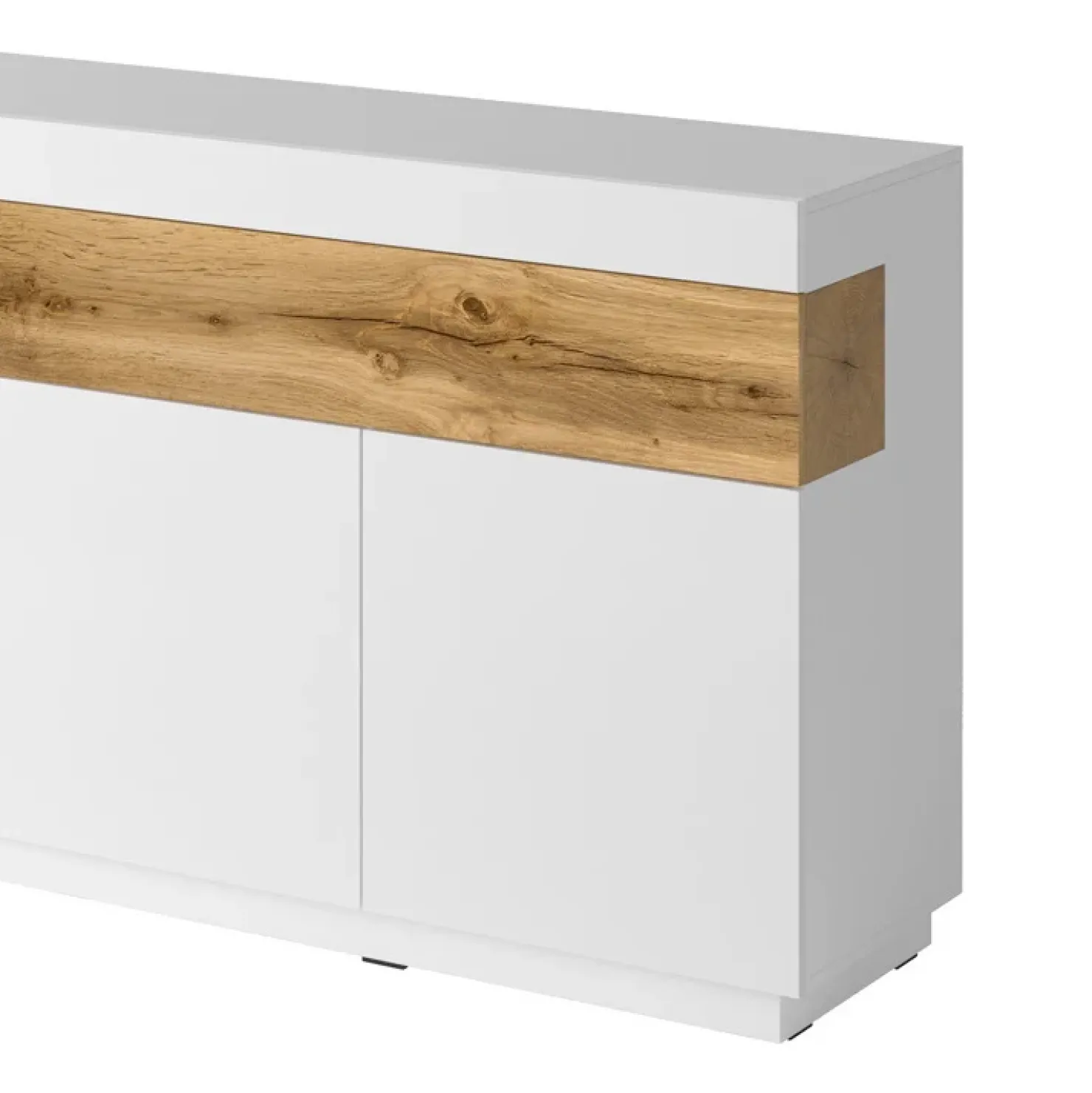 Garnero Arredamenti Credenza 219x85h cm 4 ante 2 cassetti bianco lucido rovere Bahama Bianco Lucido - Rovere Rustico Hot