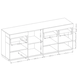 Garnero Arredamenti Credenza 219x85h cm 4 ante 2 cassetti bianco lucido rovere Bahama Bianco Lucido - Rovere Rustico Hot