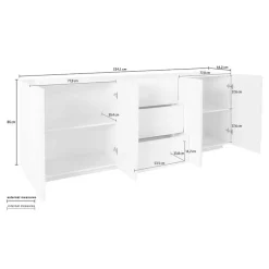 Garnero Arredamenti Credenza 224x86h cm 4 ante 3 cassetti moderna Zenzero Gihome® Cemento Outlet