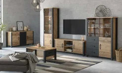 Garnero Arredamenti Credenza 147x79h cm 2 ante 3 cassetti moderna quercia nero opaco Nebraska Sale
