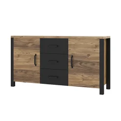 Garnero Arredamenti Credenza 147x79h cm 2 ante 3 cassetti moderna quercia nero opaco Nebraska Sale