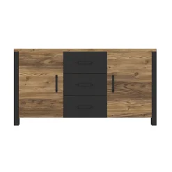 Garnero Arredamenti Credenza 147x79h cm 2 ante 3 cassetti moderna quercia nero opaco Nebraska Sale