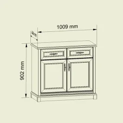 Garnero Arredamenti Credenza 101x90h cm 2 ante 2 cassetti arte povera noce Toscana Best