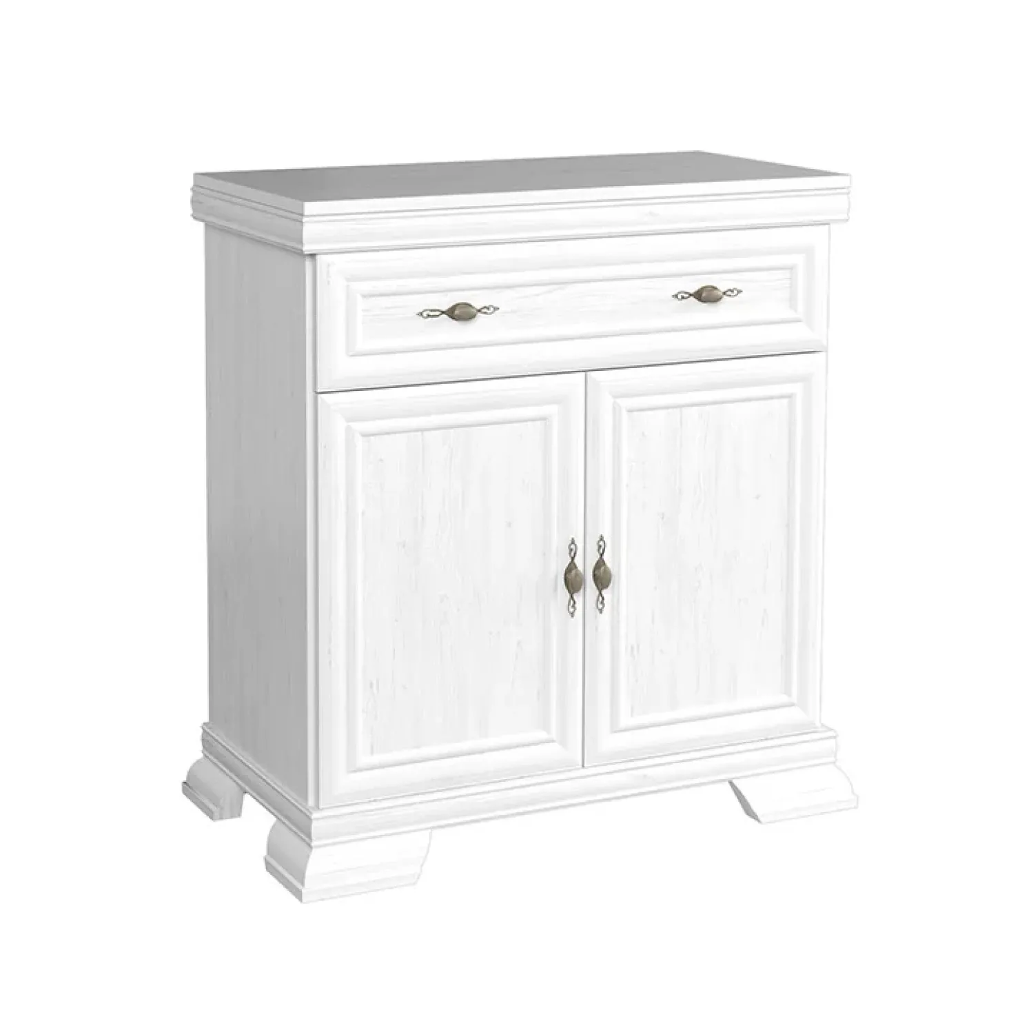 Garnero Arredamenti Credenza 88x97h cm 2 ante 1 cassetto shabby Kelly Bianco Frassinato Outlet