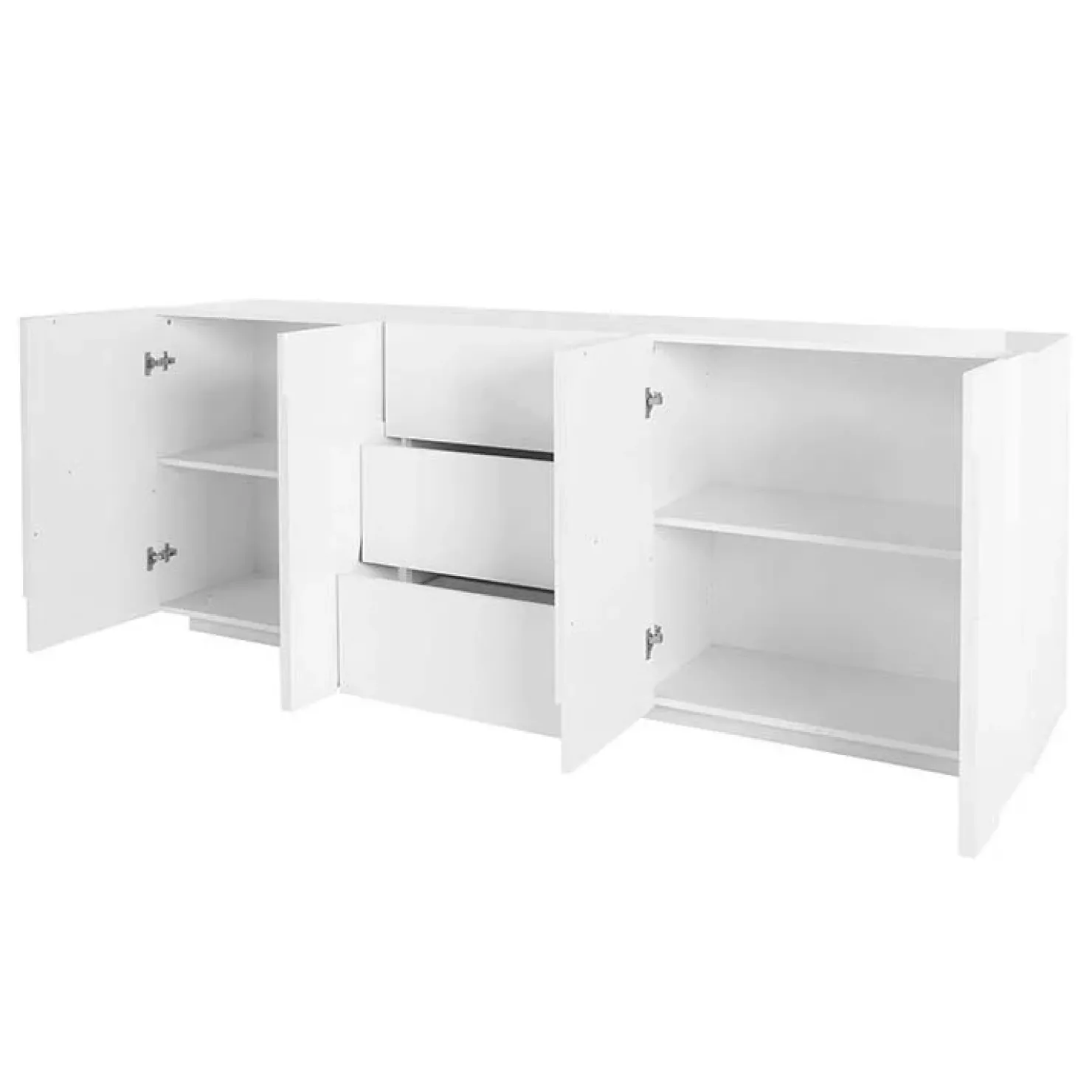 Garnero Arredamenti Credenza 224x86h cm 4 ante 3 cassetti moderna Zenzero Gihome® Bianco Lucido Clearance