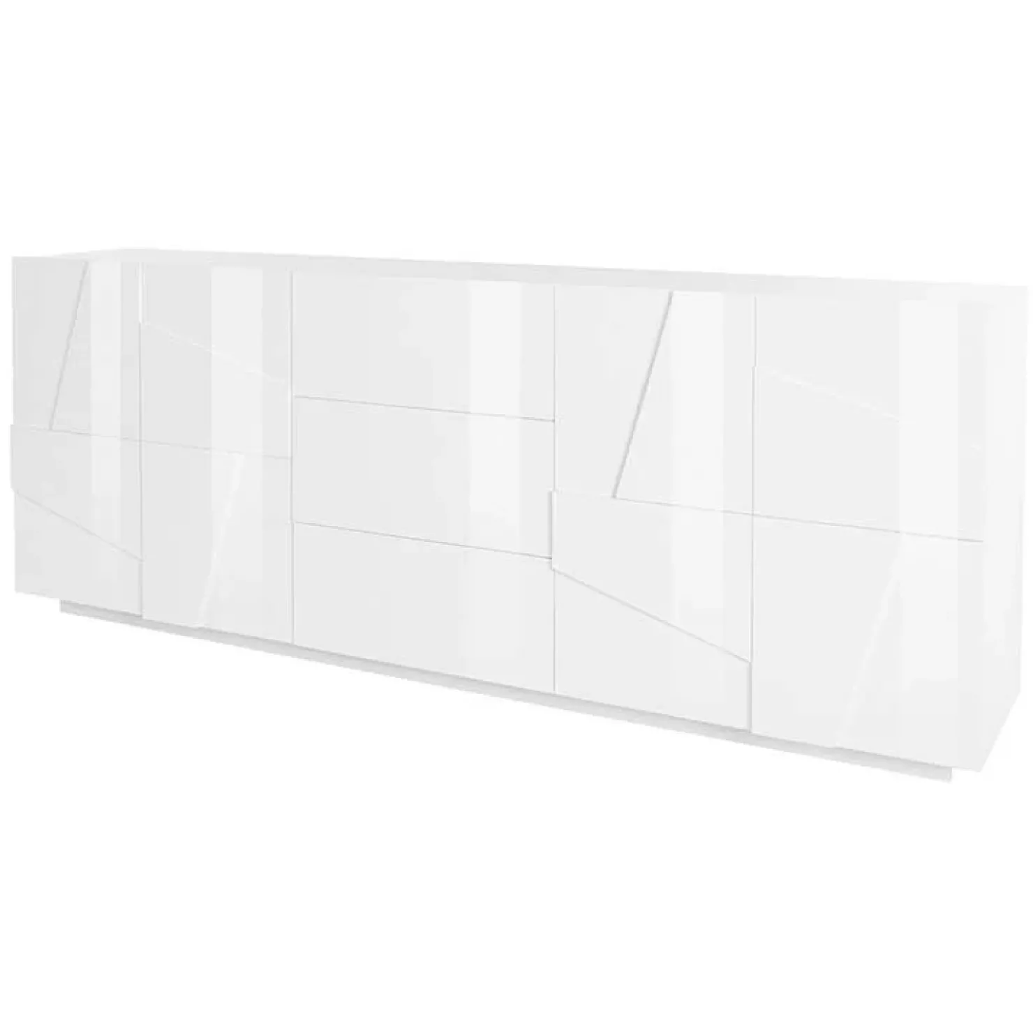 Garnero Arredamenti Credenza 224x86h cm 4 ante 3 cassetti moderna Zenzero Gihome® Bianco Lucido Clearance