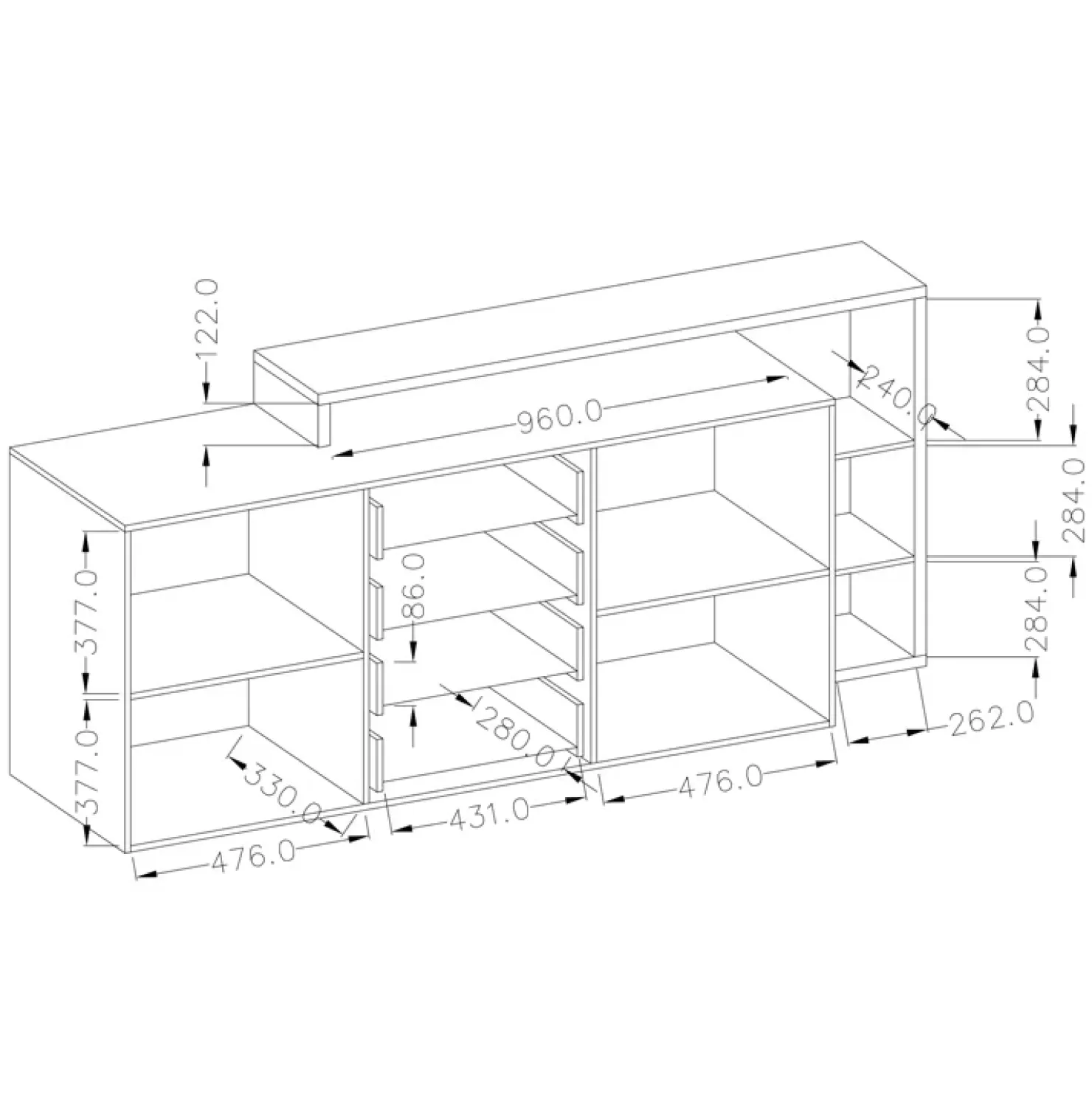 Garnero Arredamenti Credenza 180x97h cm 2 ante 4 cassetti moderna antracite spatolato noce Megan Gihome® Noce - Antracite Best