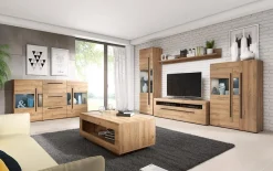 Garnero Arredamenti Credenza 180x103h cm 2 ante 3 cassetti  con vetrinetta moderna nero Maiorca Rovere New