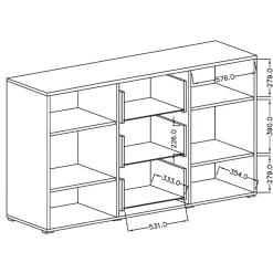 Garnero Arredamenti Credenza 180x103h cm 2 ante 3 cassetti con vetrinetta moderna nero Maiorca Rovere New
