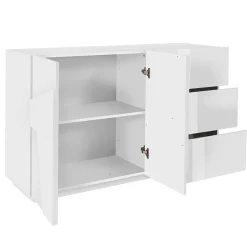 Garnero Arredamenti Credenza 143x86h cm 2 ante 3 cassetti moderna Zenzero Gihome® Bianco Lucido Hot