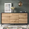 Garnero Arredamenti Credenza 154x77h cm 2 ante 3 cassetti moderna quercia nero Becca Outlet