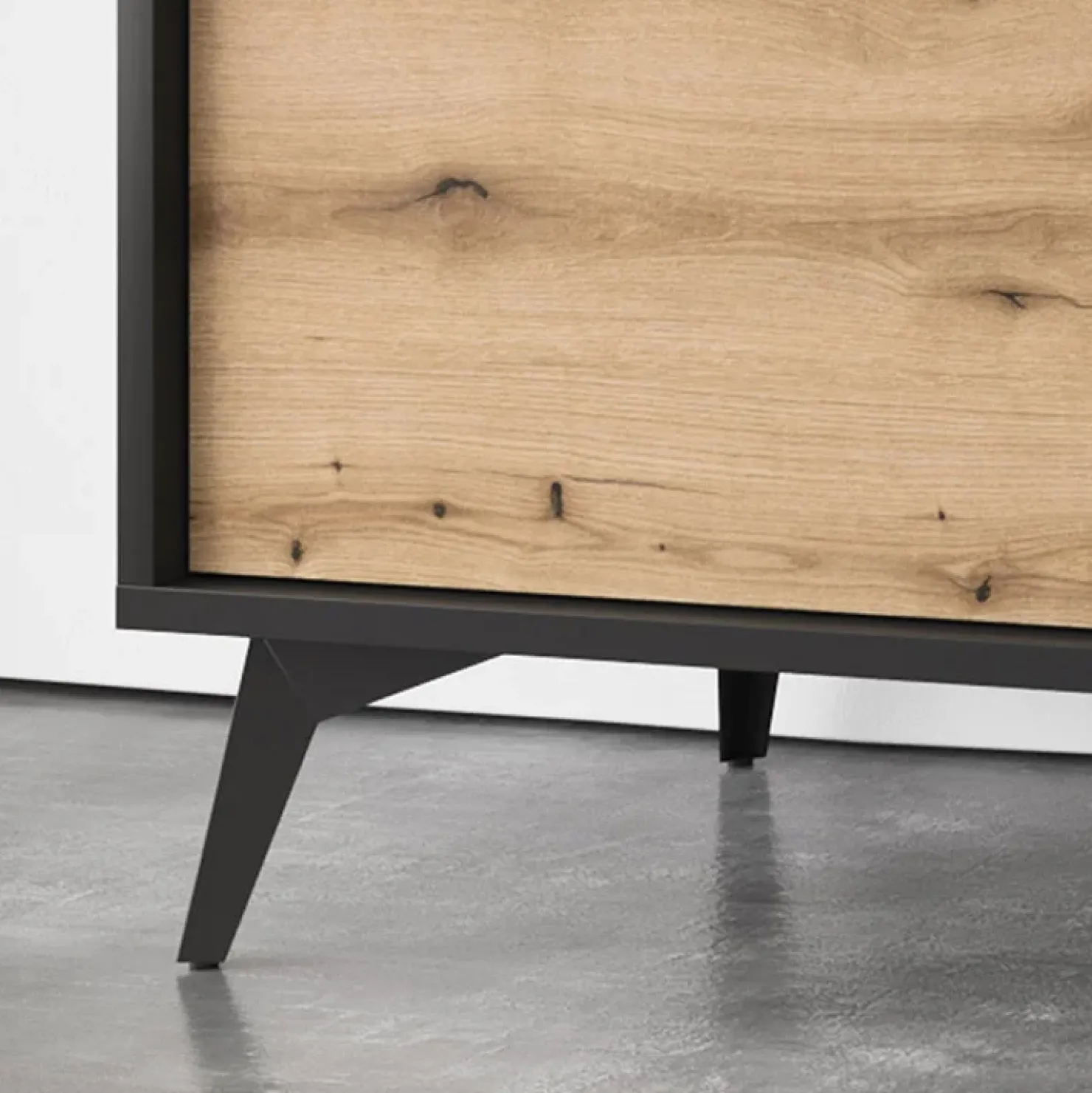 Garnero Arredamenti Credenza 154x77h cm 2 ante 3 cassetti moderna quercia nero Becca Outlet