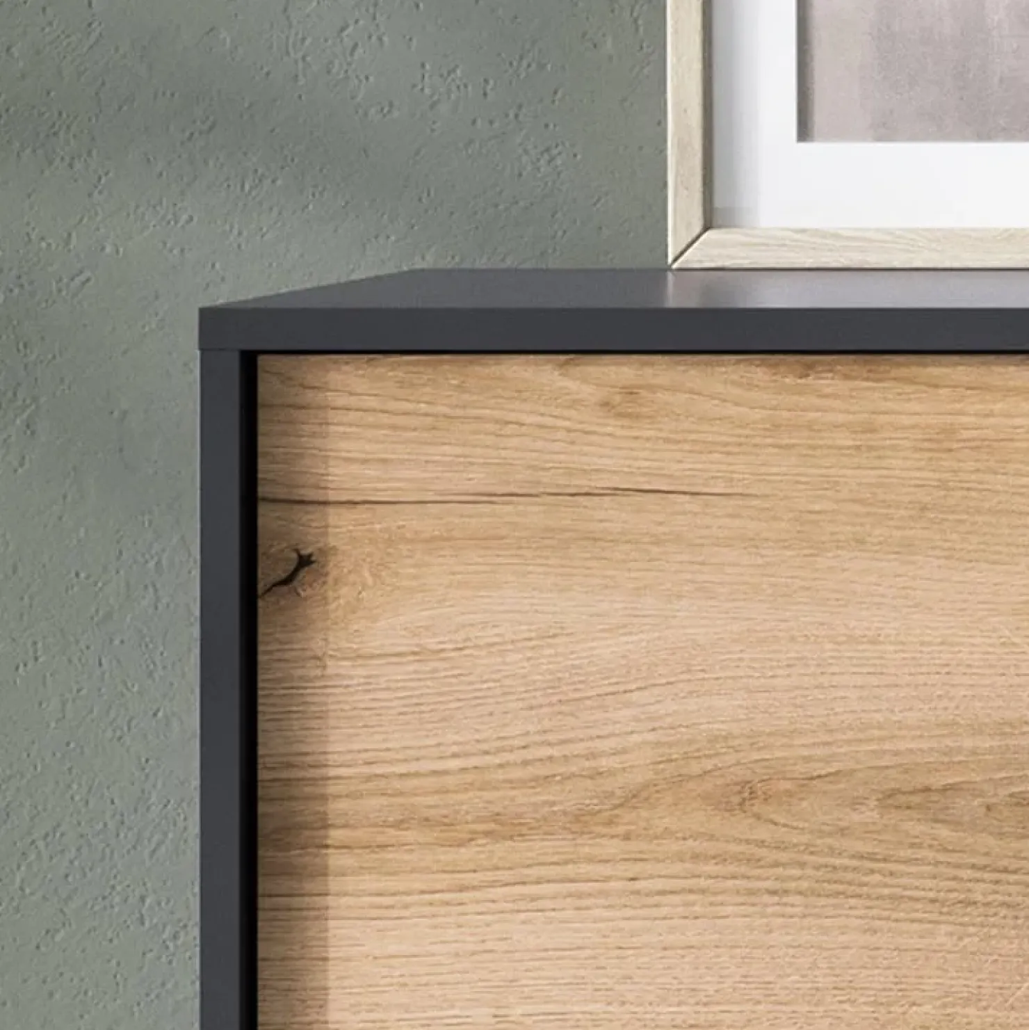 Garnero Arredamenti Credenza 154x77h cm 2 ante 3 cassetti moderna quercia nero Becca Outlet