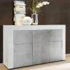Garnero Arredamenti Credenza 138x84h cm 2 ante 3 cassetti bianco e cemento Easy New