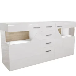 Garnero Arredamenti Credenza 180x81h cm 2 ante 4 cassetti bianco lucido Biancaneve New