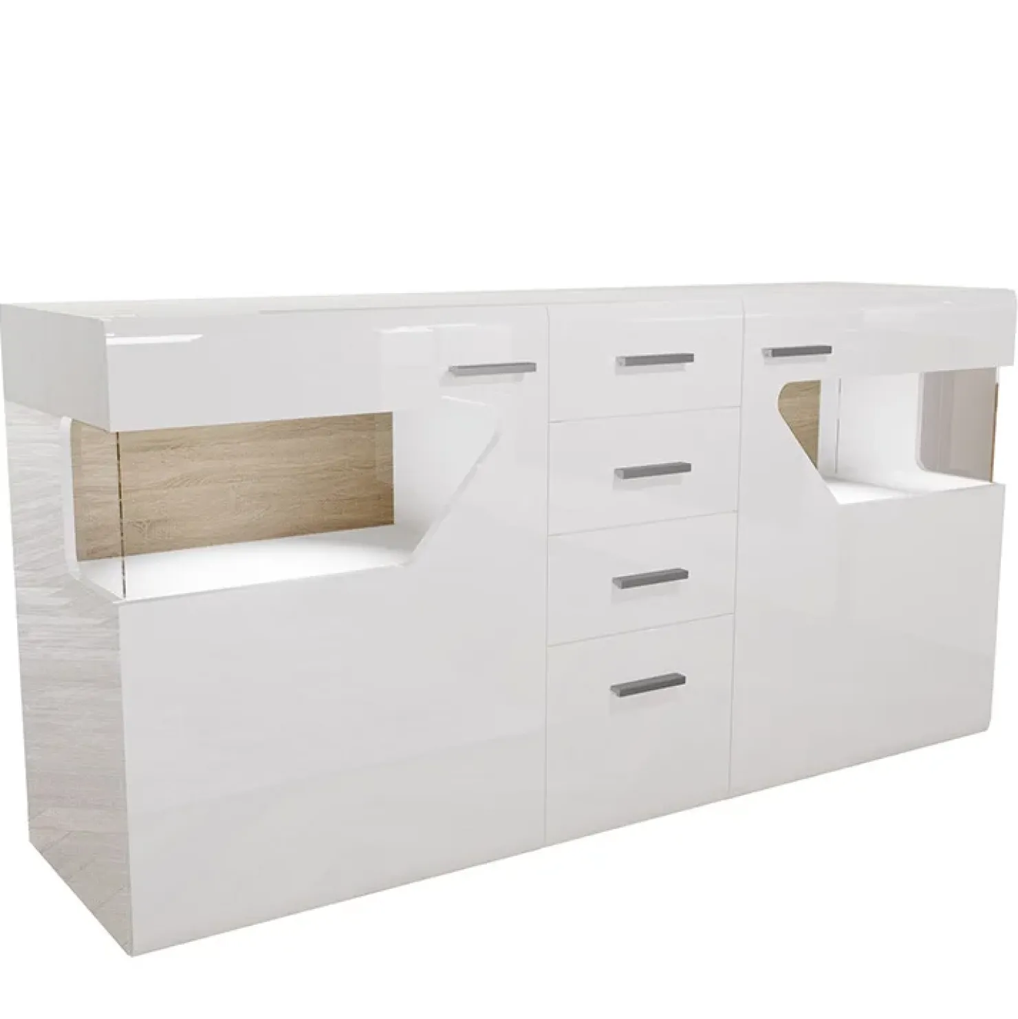 Garnero Arredamenti Credenza 180x81h cm 2 ante 4 cassetti bianco lucido Biancaneve New