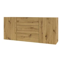 Garnero Arredamenti Credenza 140x63h cm 2 ante 3 cassetti moderna opaco Fusion Rovere Outlet