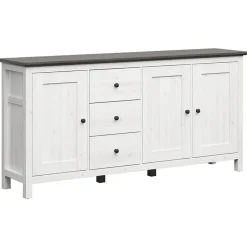Garnero Arredamenti Credenza 199x96h cm 3 ante 3 cassetti arte povera pino bianco frassinato grafite Holga Bianco Frassinato - Grafite Outlet