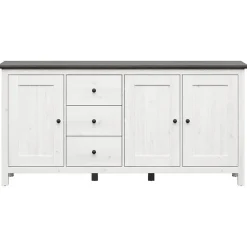 Garnero Arredamenti Credenza 199x96h cm 3 ante 3 cassetti arte povera pino bianco frassinato grafite Holga Bianco Frassinato - Grafite Outlet